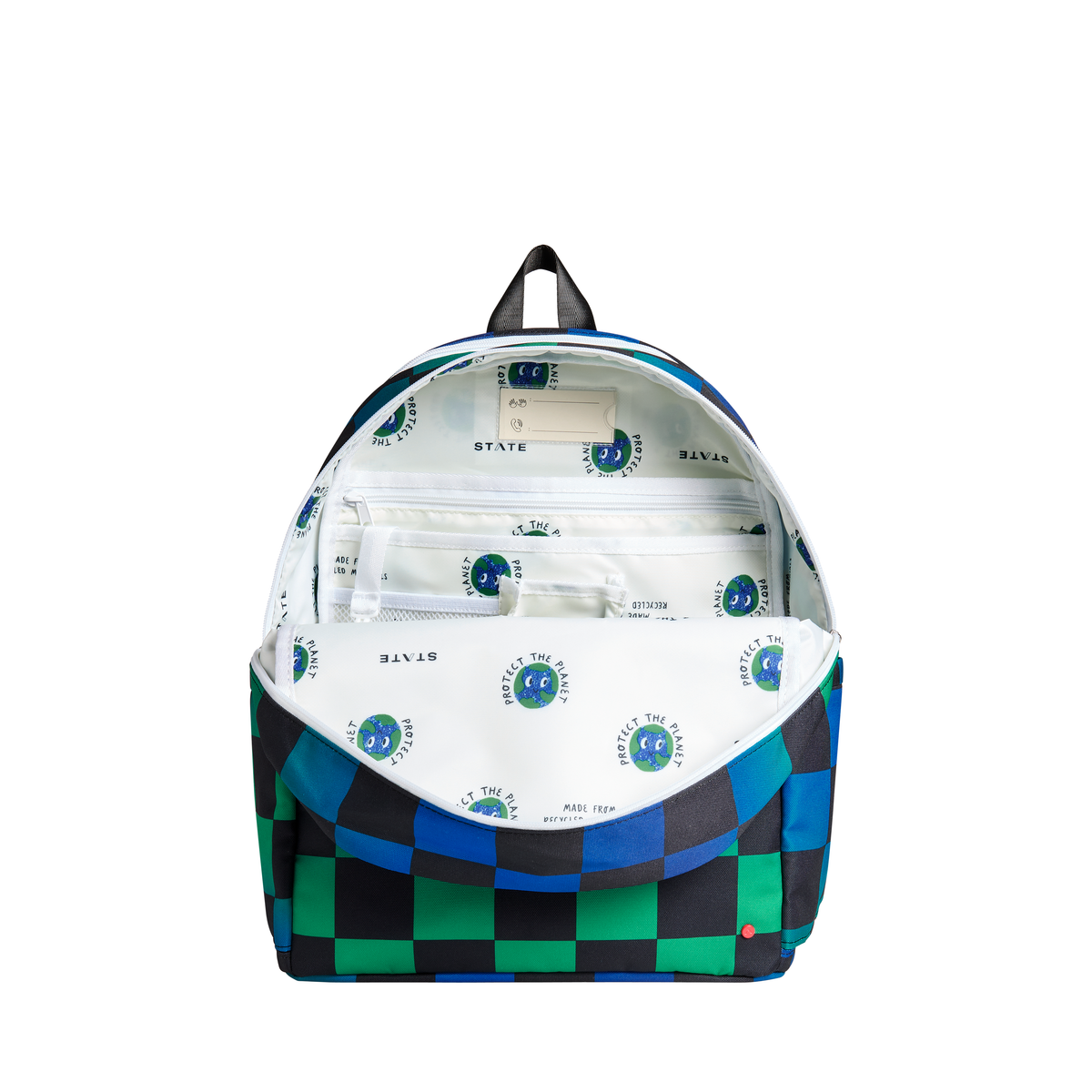 STATE Kane Double Pocket Backpack - Blue Checkerboard