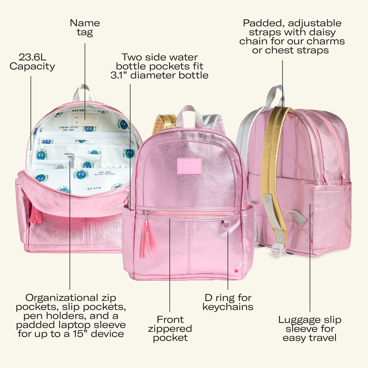 STATE Kane Double Pocket Backpack - 3D Butterfly