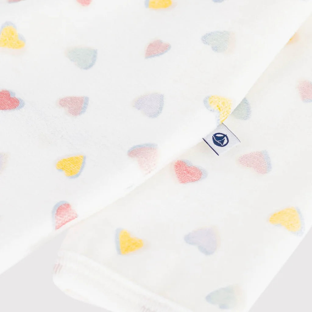 Petit Bateau Baby Girl Velour Multi Heart Romper