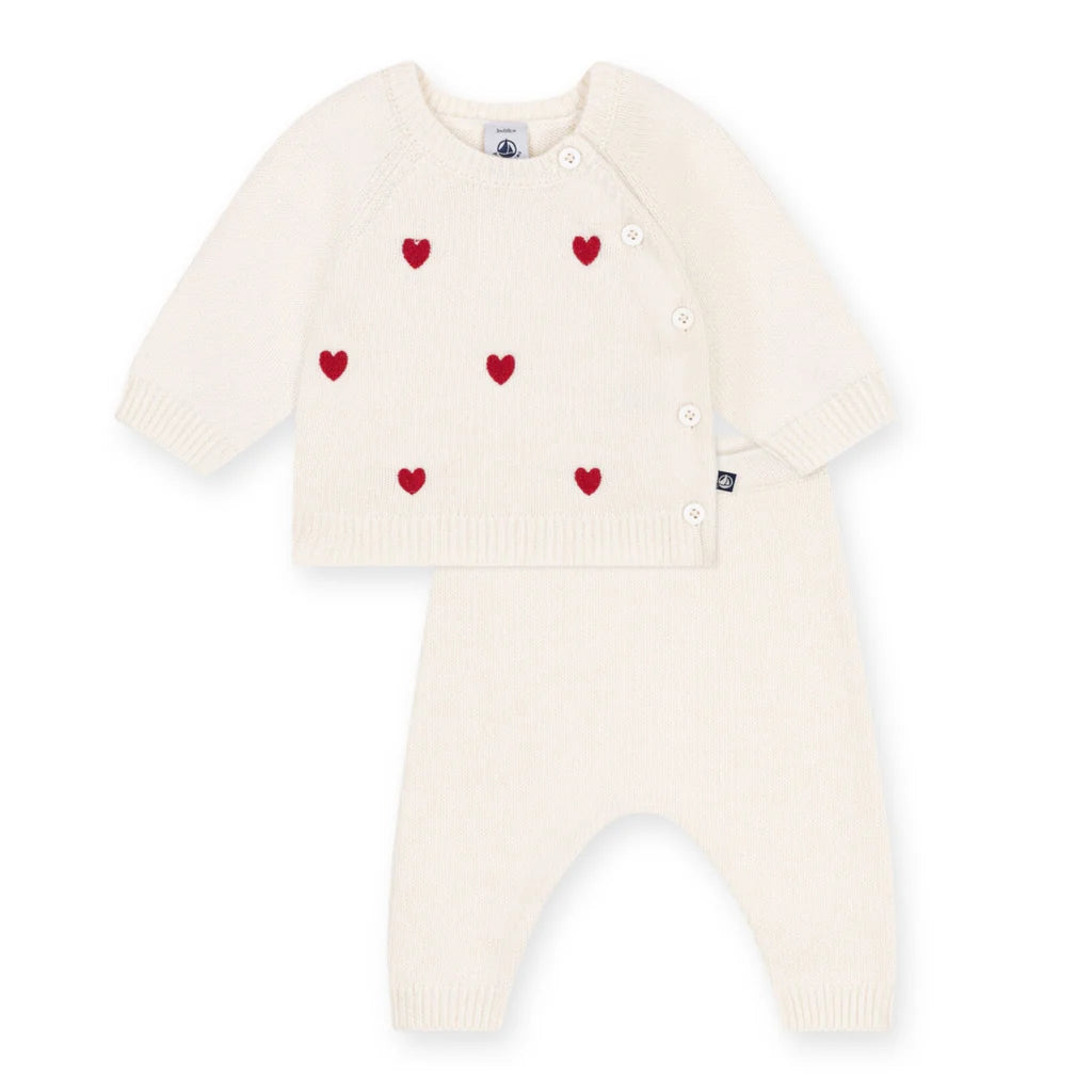 Petit Bateau Infant Knit Set - Hearts