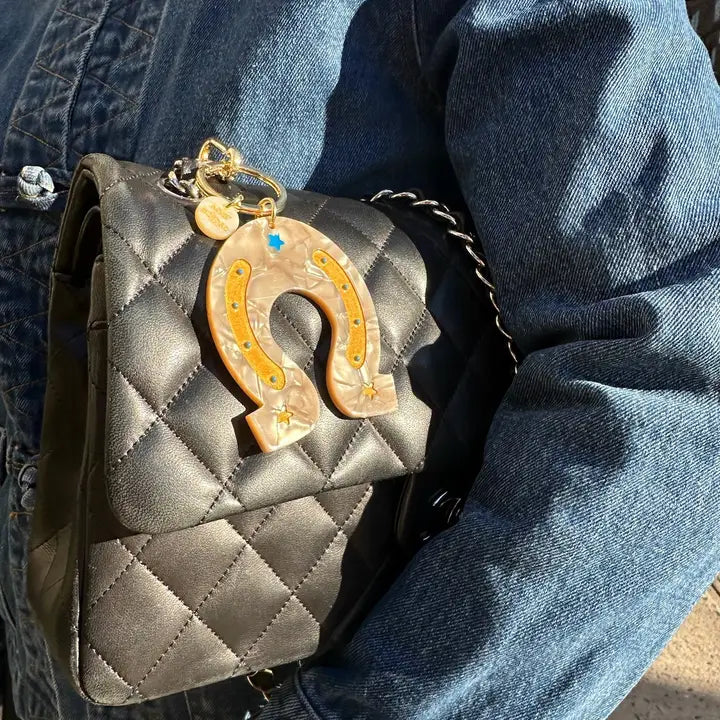 Hand-Painted Lucky Horseshoe Bag Charm & Keychain