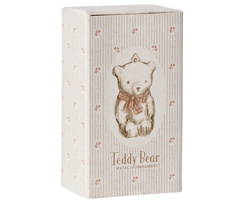 Maileg Metal Ornament - Teddy Bear - Off-White/Rose