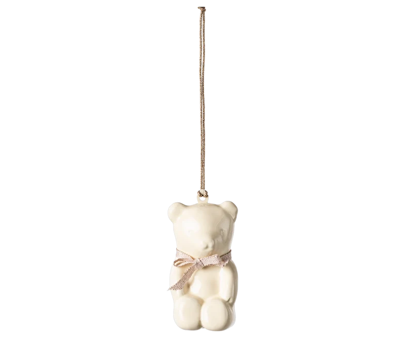 Maileg Metal Ornament - Teddy Bear - Off-White/Rose
