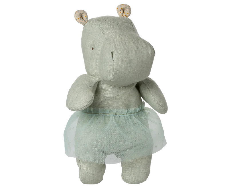 Maileg Safari Friends, Hippo with Skirt, Small - Mint