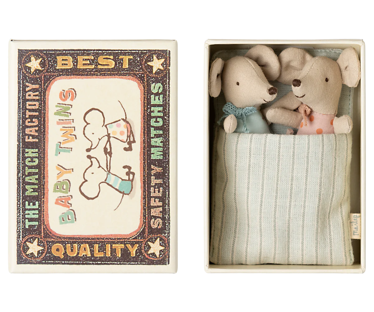Maileg Twins - Baby Mice in Matchbox