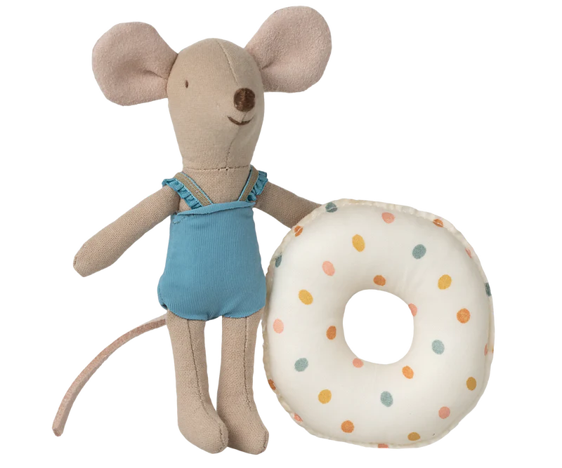 Maileg Beach Mouse with Float, Little Sister - Multi Dot