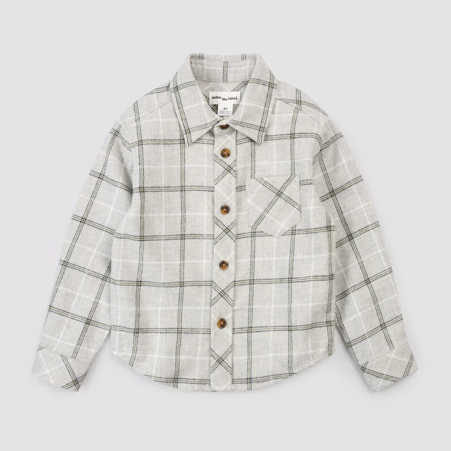Miles the Label Light Grey Plaid Flannel Shirt