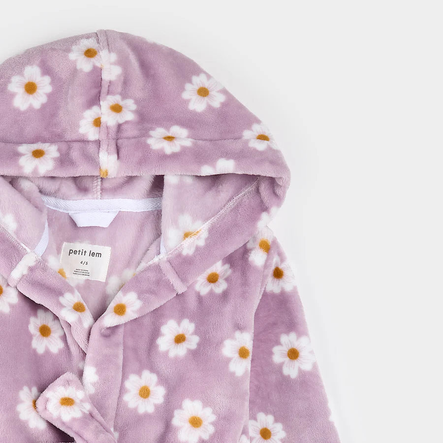 Petit Lem Plush Robe - Daisies on Violet