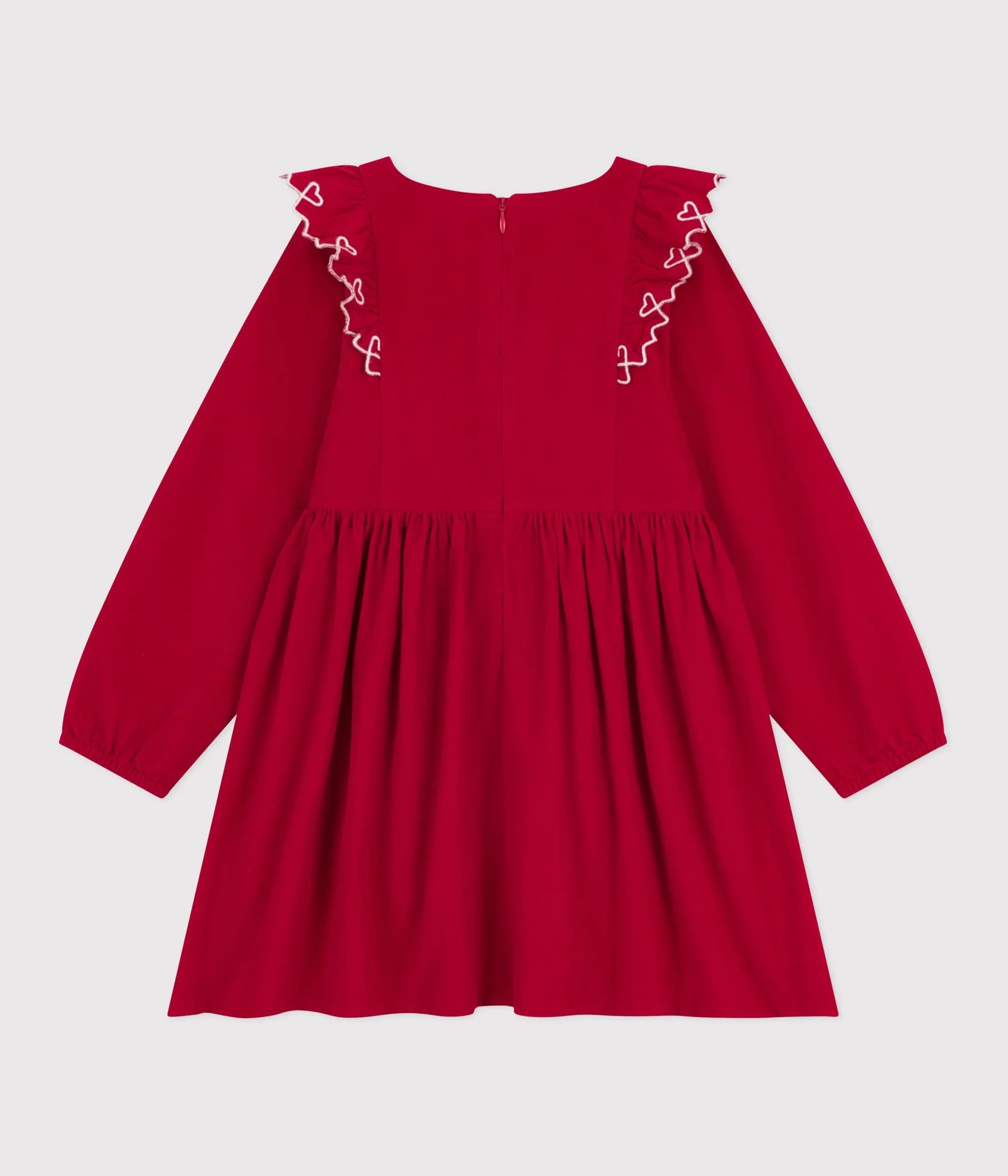 Petit Bateau Long Sleeve Corduroy Dress with Ruffles