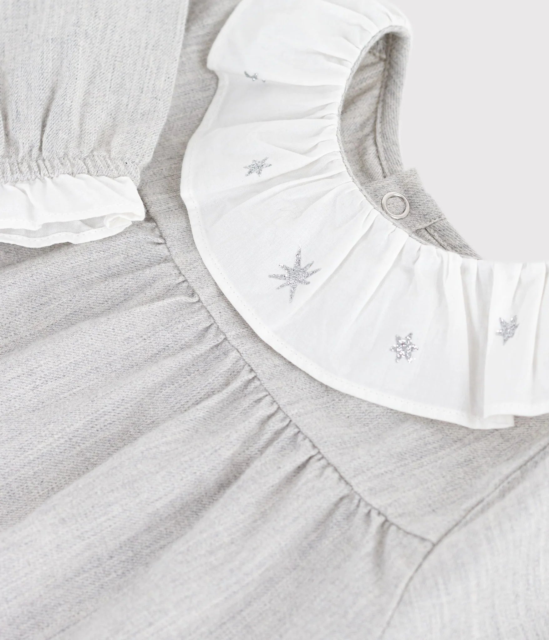 Petit Bateau Baby Long Sleeve Dress with Ruffle Collar