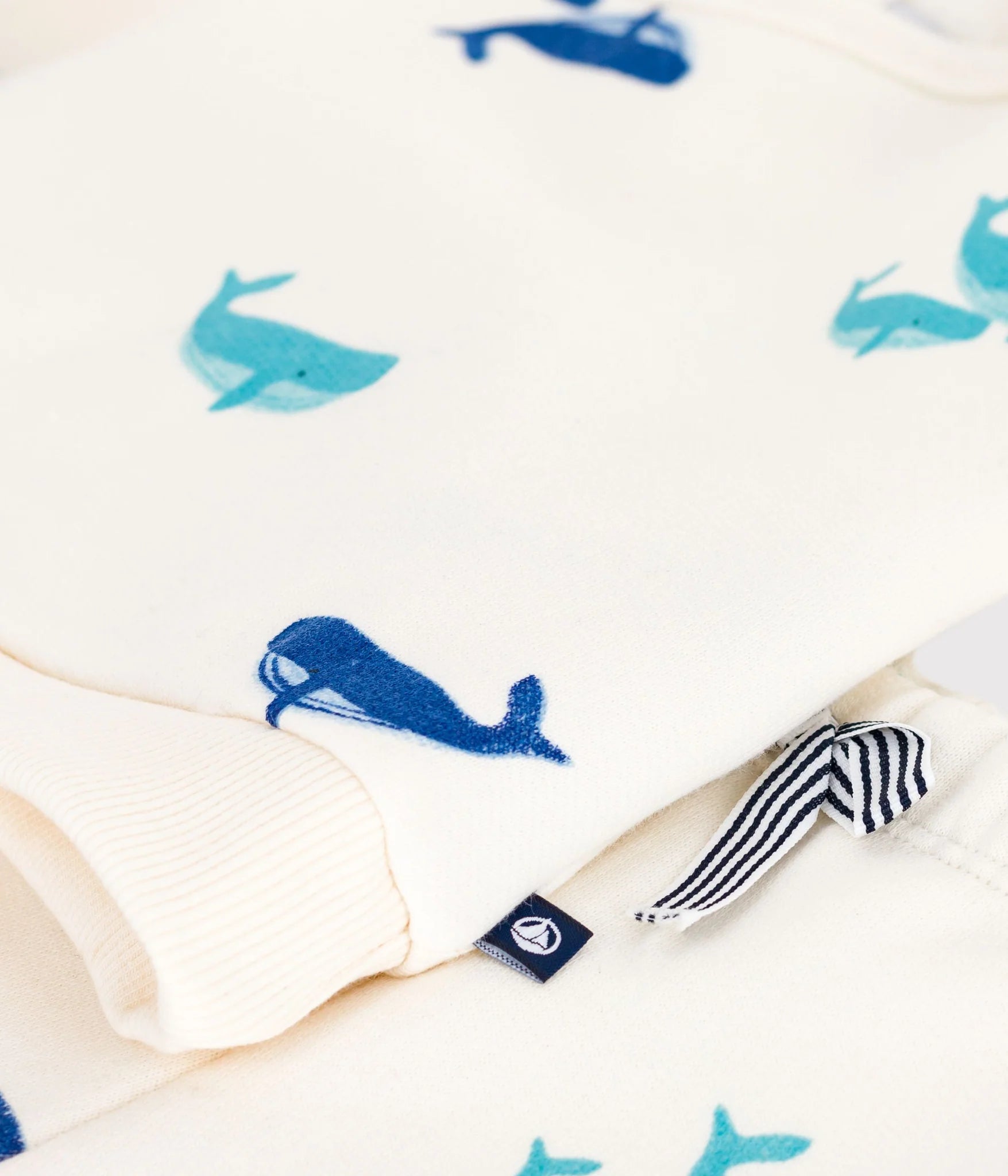 Petit Bateau Baby Two-Piece Set - Whale Sweatshirt + Sweatpants