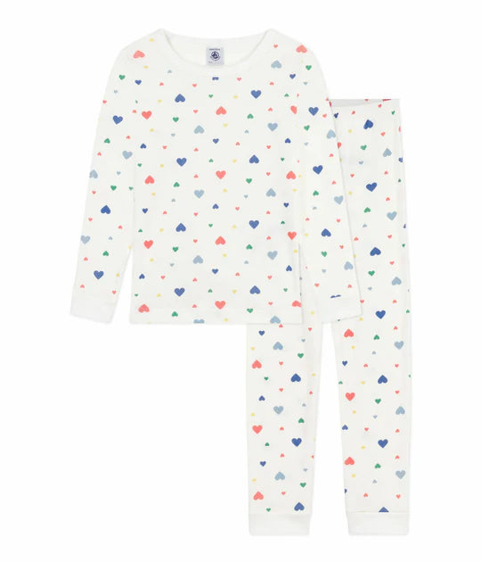 Petit Bateau Girl Loungewear Heart Print Top and Pants