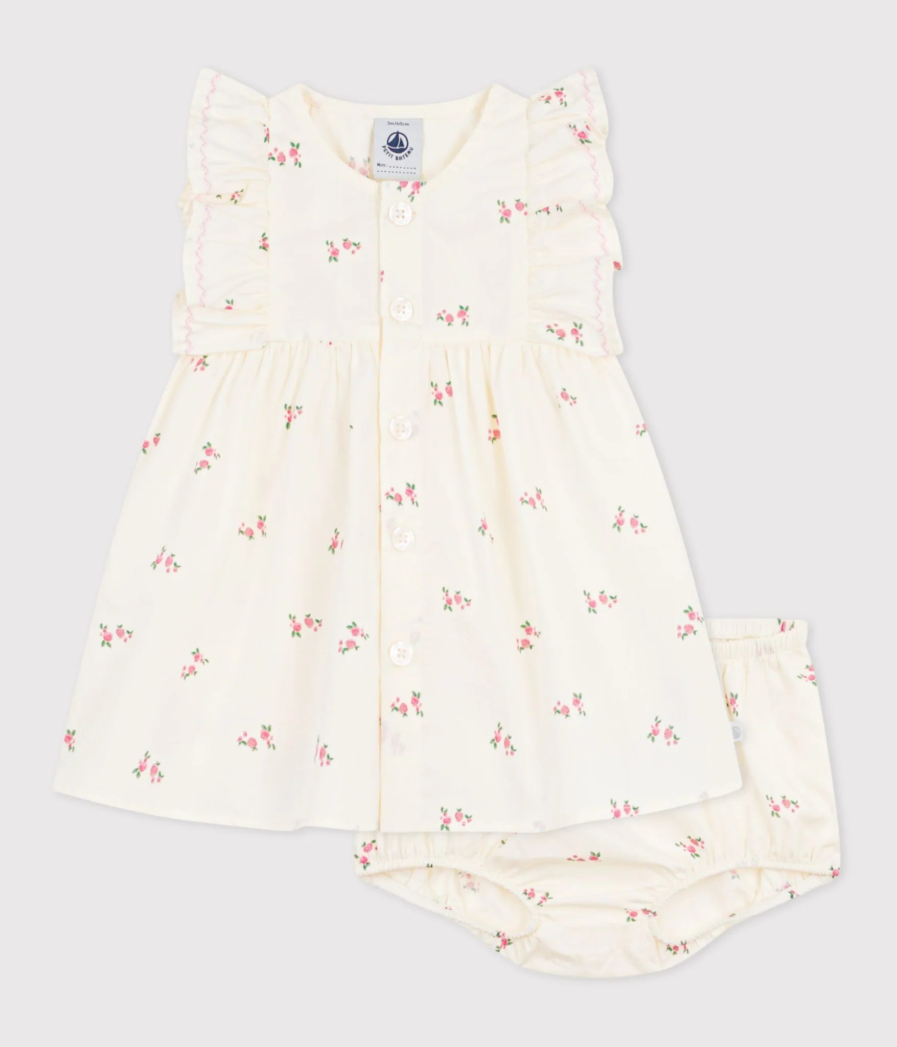 Petit Bateau Baby Girl Sleeveless Floral Dress with Bloomers