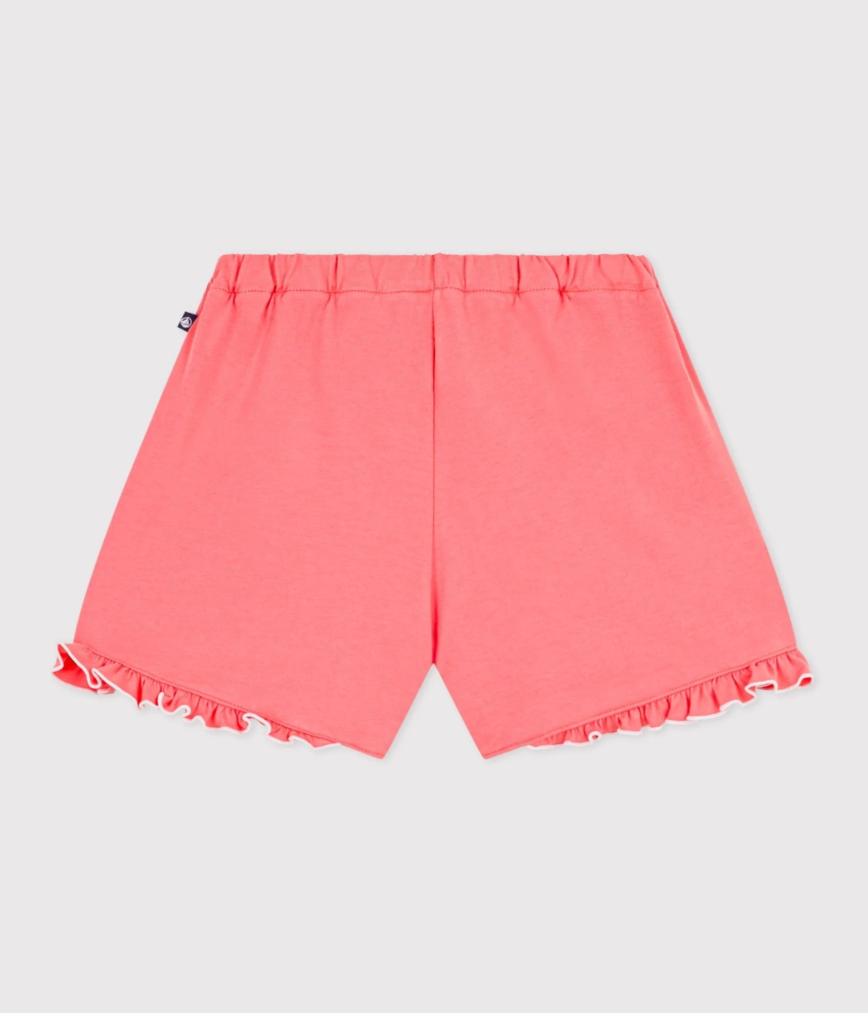 Petit Bateau Girls Jersey Shorts with Scallop Detail - Coral