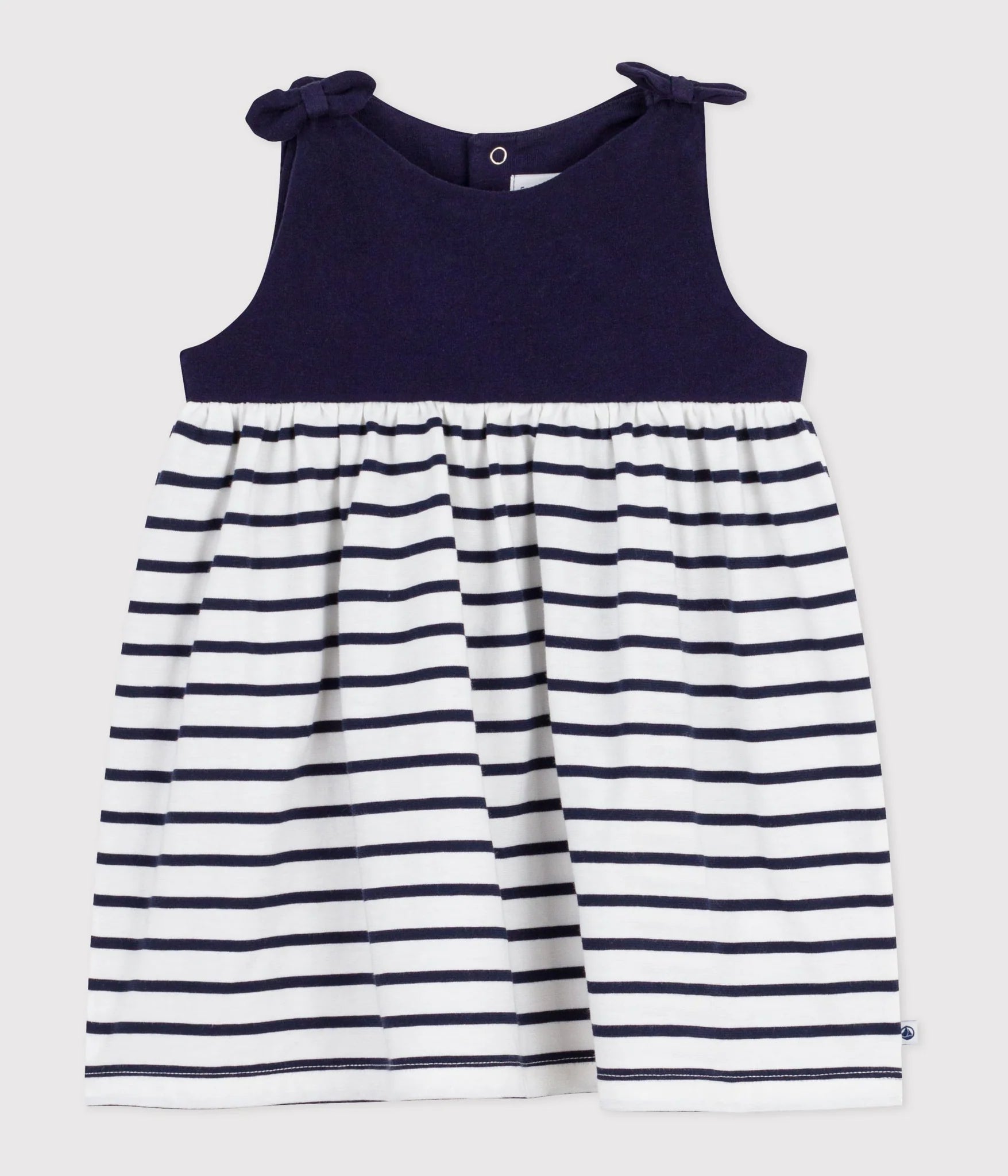 Petit Bateau Baby Girl Sleeveless Stripe Dress with Bows