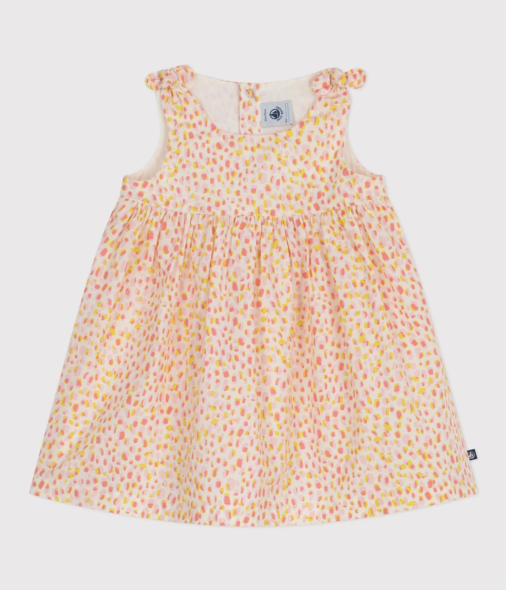 Petit Bateau Baby Girl Sleeveless Printed Dress with Bows
