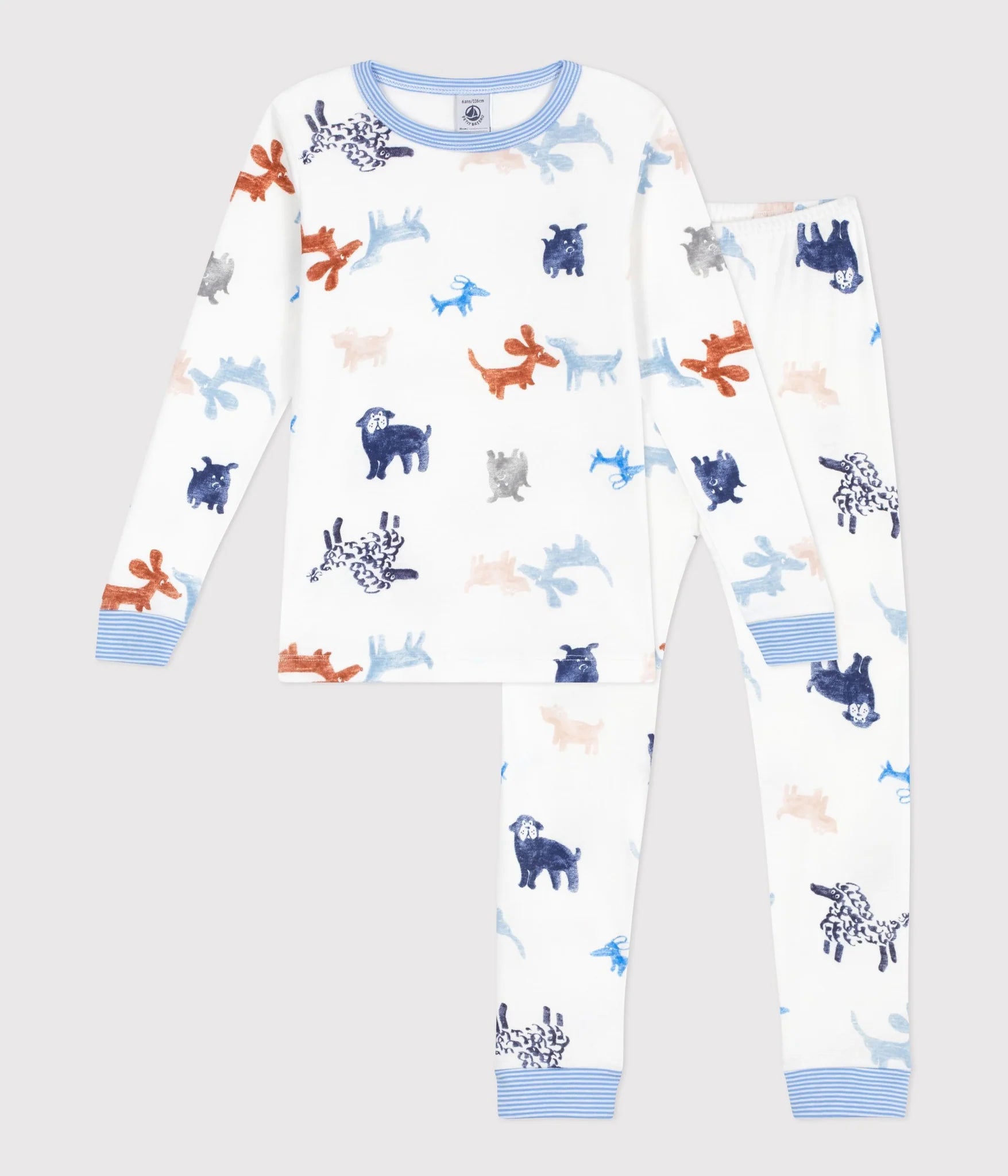 Petit Bateau Long Sleeve Dog Print Pajamas