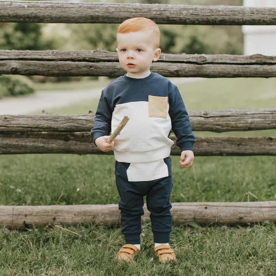 Petit Lem Color Block Dress Blue Outfit Set