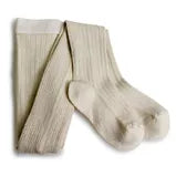 Collegien Amelie Glitter Ribbed Tights - Doux Agneaux (Cream)