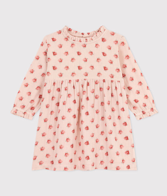 Petit Bateau Baby Girl Longsleeve Gauze Floral Dress