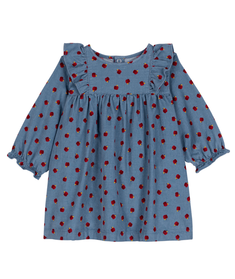 Petit Bateau Baby Corduroy Apple Print Dress