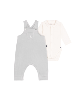 Petit Bateau Baby Boy Two Piece Set - Bodysuit + Velour Overall