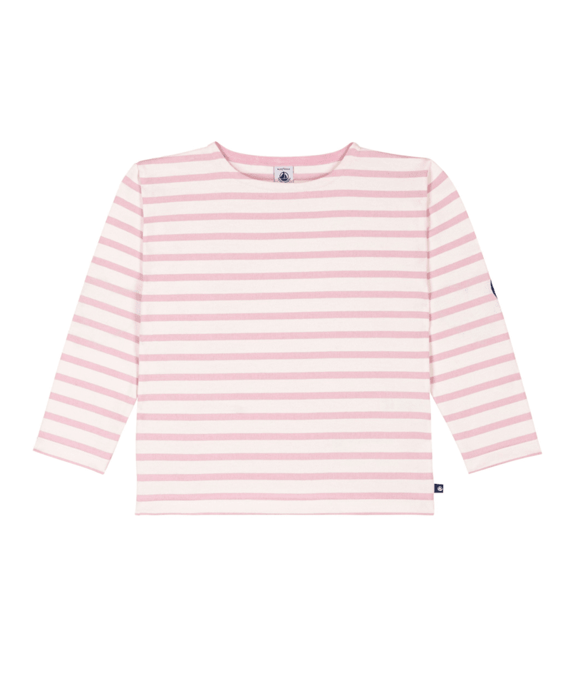 Petit Bateau Girl Long Sleeve Stripe Top with Elbow Heart