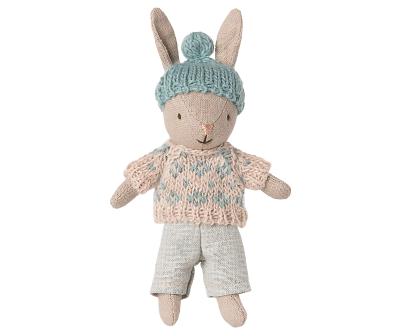 Maileg Winter Rabbit, Micro - Sand - Mint