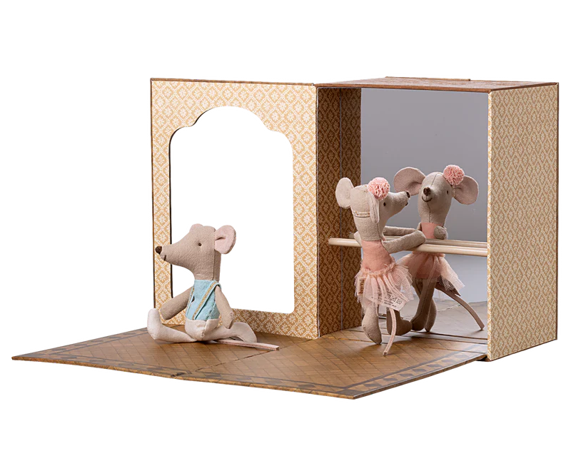 Maileg Ballet Mice in Dance Studio, Little Sister and Brother