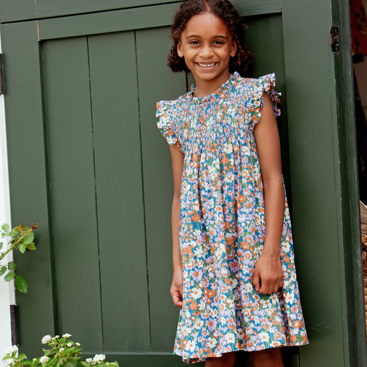 Pink Chicken Girls Stevie Dress - True Blue Sketched Floral
