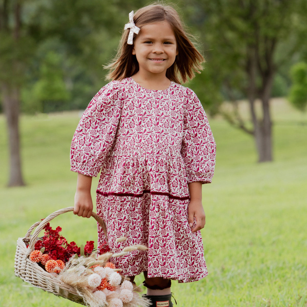 Pink Chicken Girls Maribelle Dress - Burgundy Climbing Floral