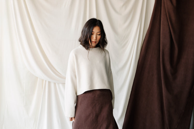 Natalie Busby Cropped Crew Sweater - Ivory