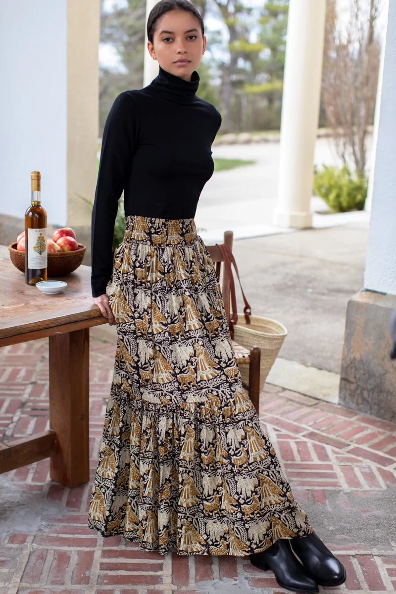 Emerson Fry Shirred Skirt - Story Print