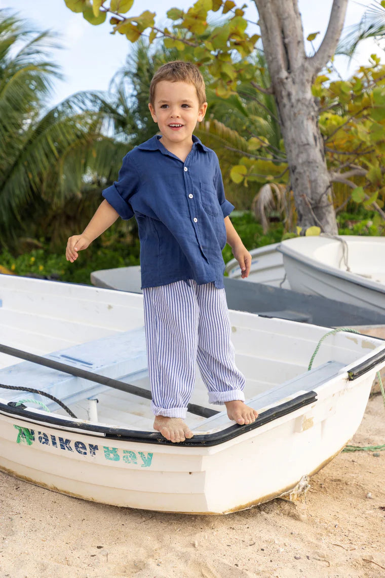 Mer St. Barth Boys Remi Button Front Shirt - Lapis Blue