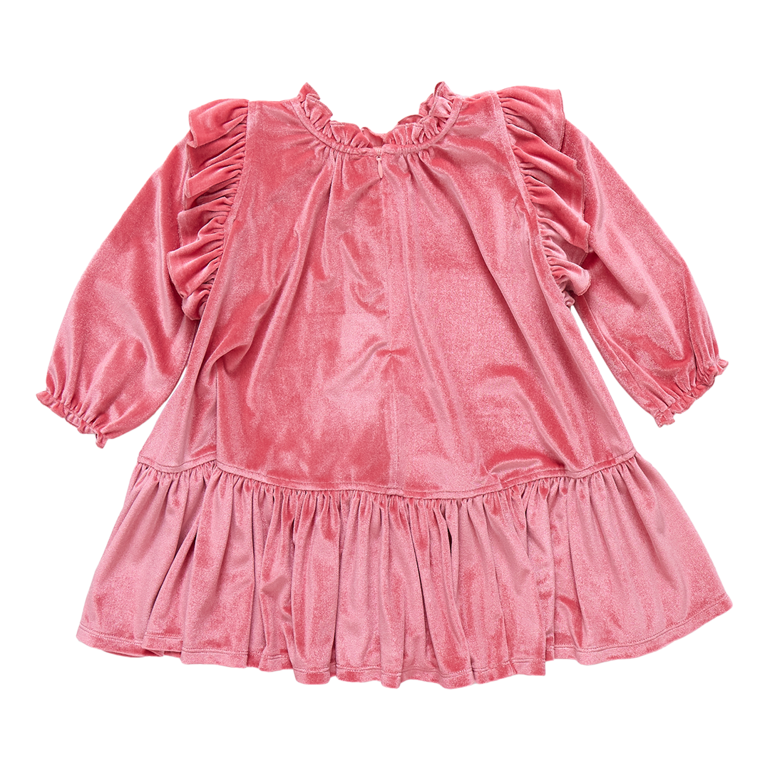 Pink Chicken Girls Velour Harper Dress - Desert Rose