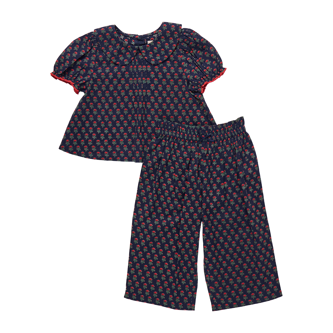 Pink Chicken Baby Girls Dawson Two-Piece Set - Navy Carnation
