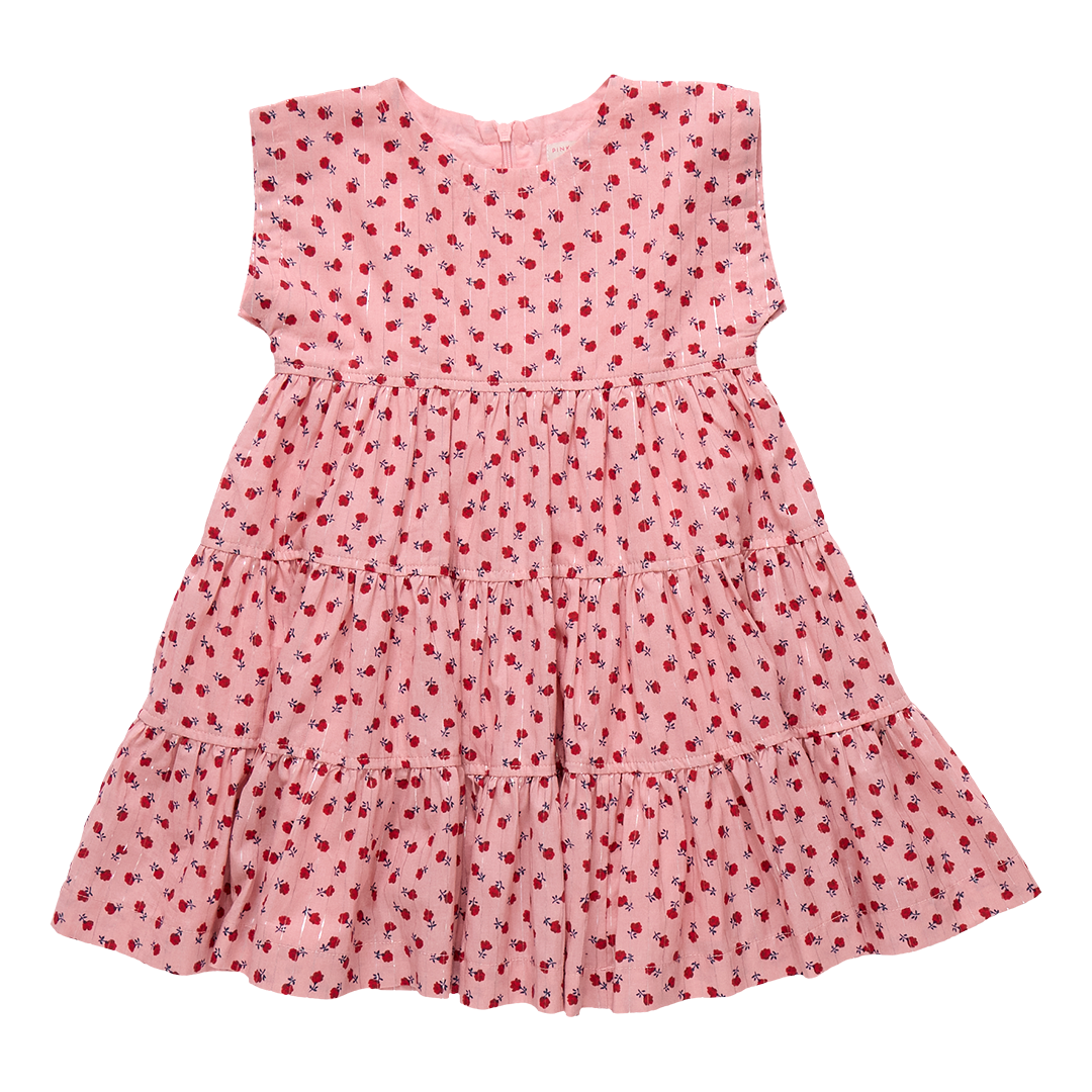 Pink Chicken Girls Peachy Dress - Pink Tiny Roses