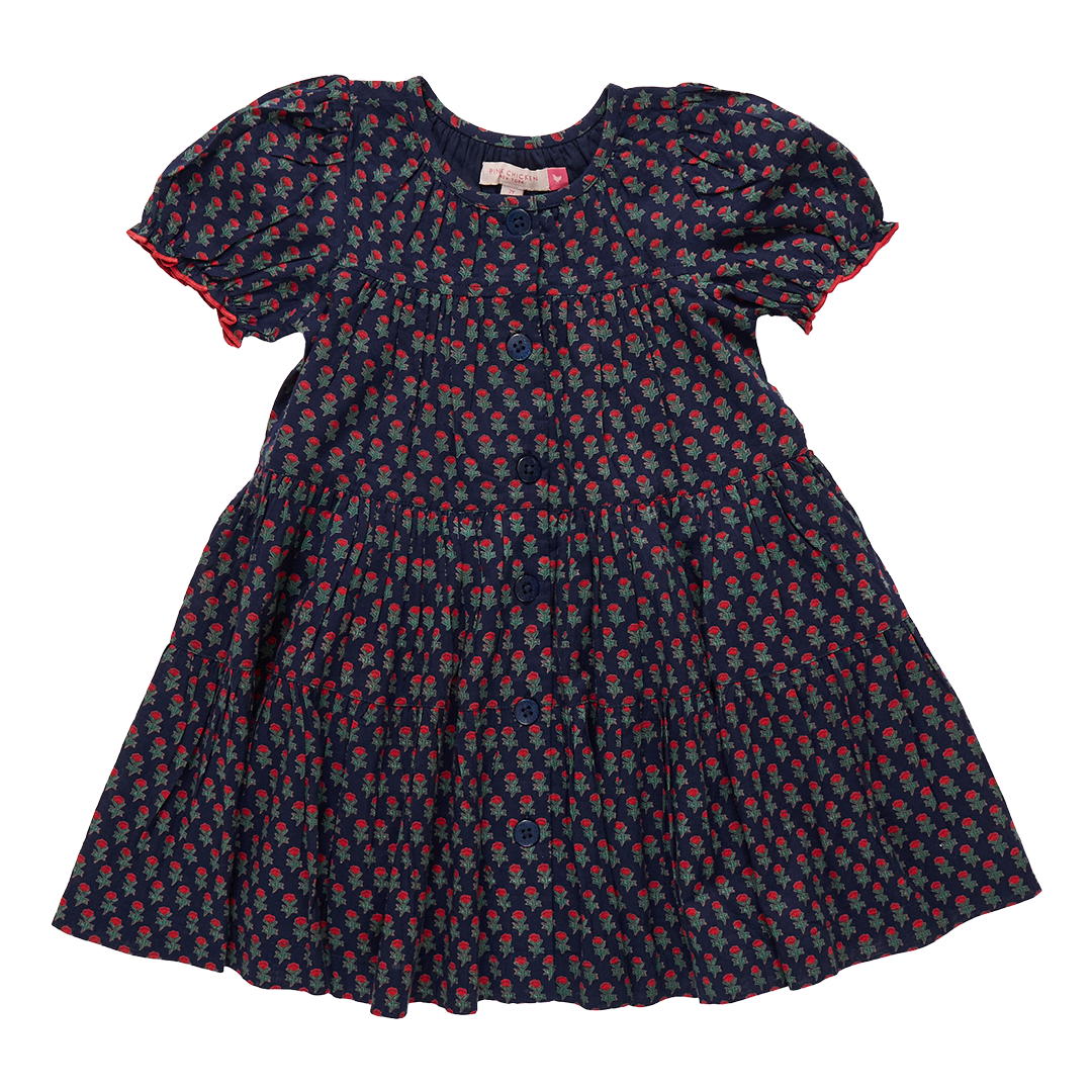 Pink Chicken Girls Elizabeth Dress - Navy Carnation