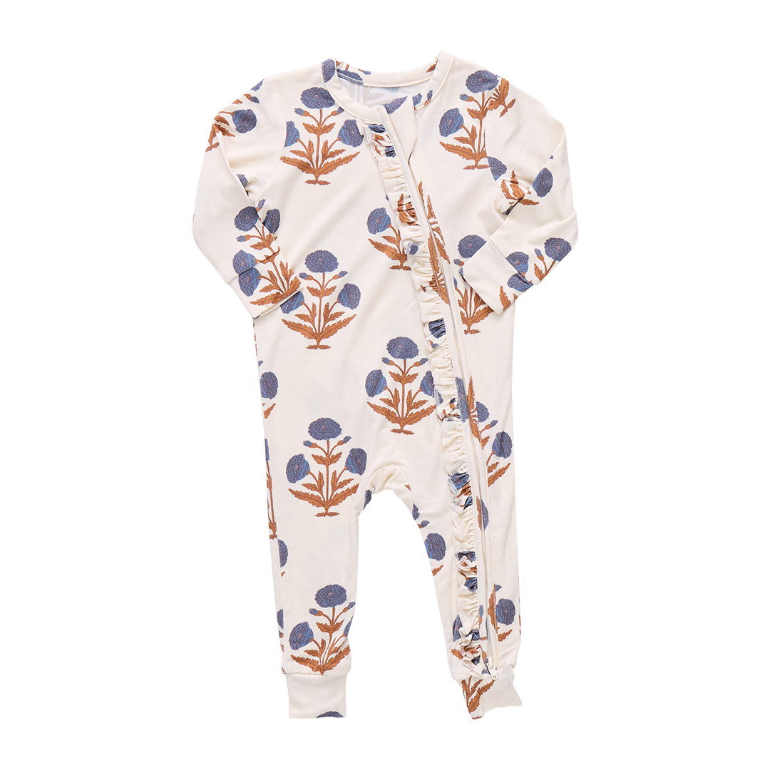 Pink Chicken Baby Girls Ruffle Bamboo Romper - Dandelion