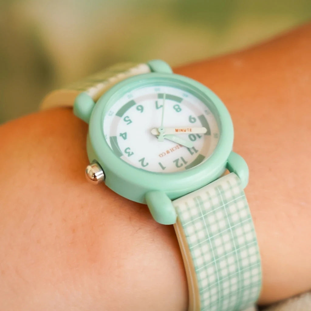 Grech & Co. Classic Watch - Silicon + Stainless Steel - Fern Plaid