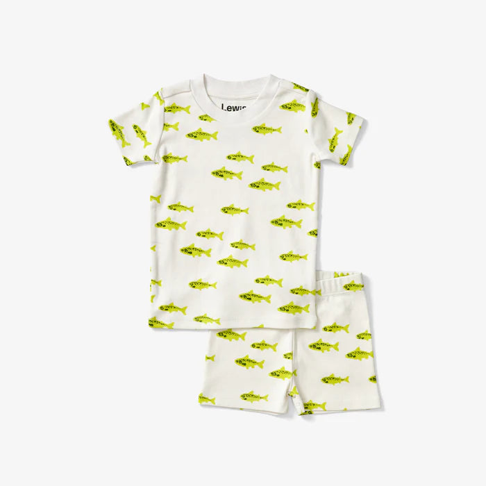 Lewis Pajama Set - Salmon - Chartreuse