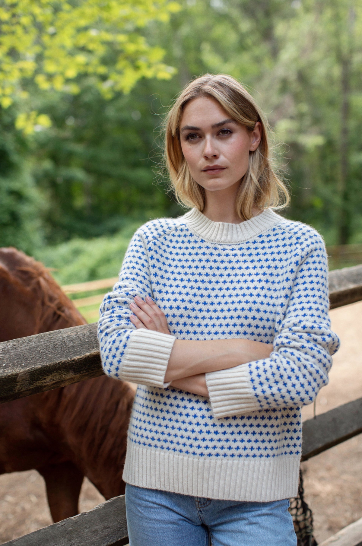 Marea Lodge Sweater - Ivory/Tidal Birdseye