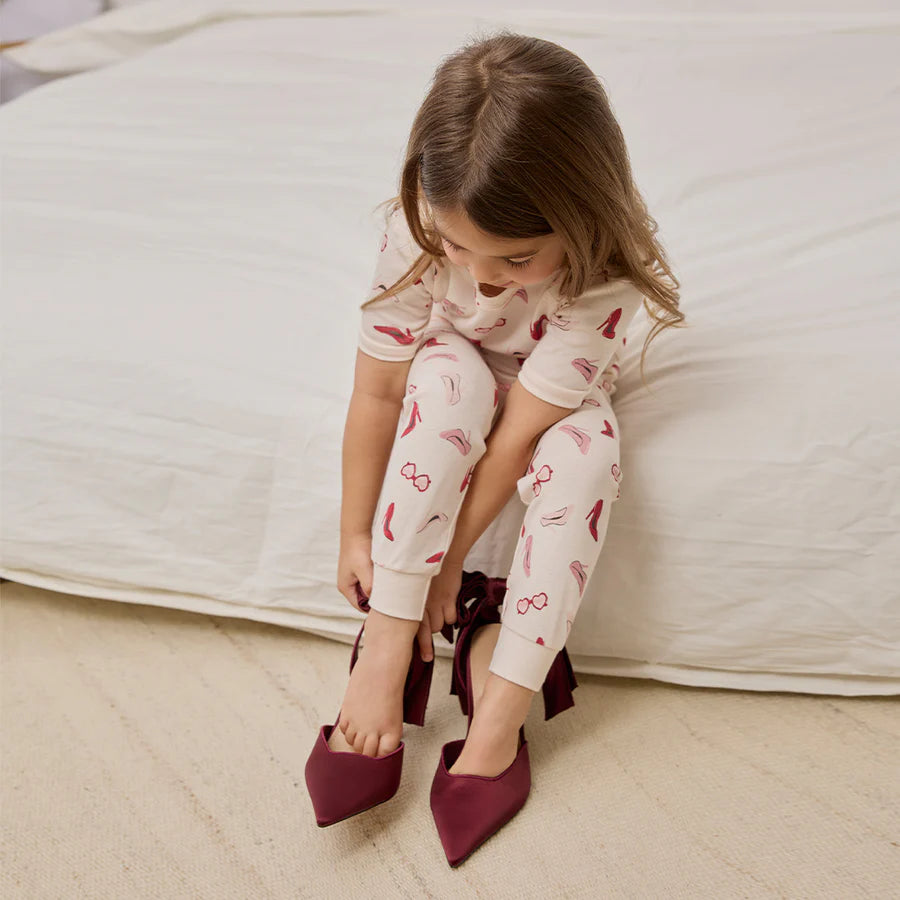 Petit Lem Short Sleeve Pajama Set - Dress Up on Blush