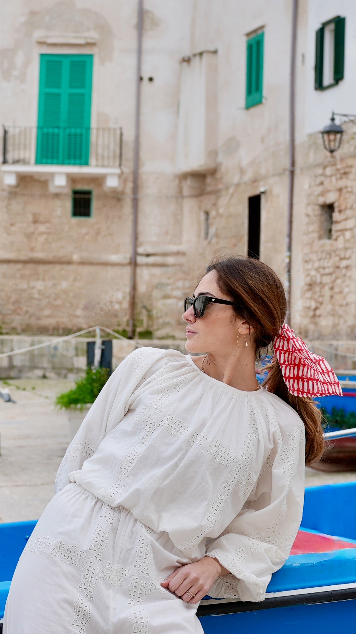 MIRTH Andaman Bubble Top - White Marine Eyelet