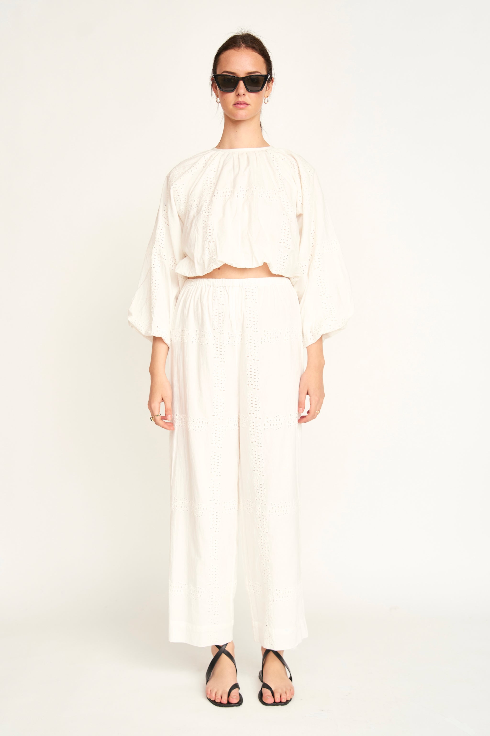 MIRTH Andaman Bubble Top - White Marine Eyelet