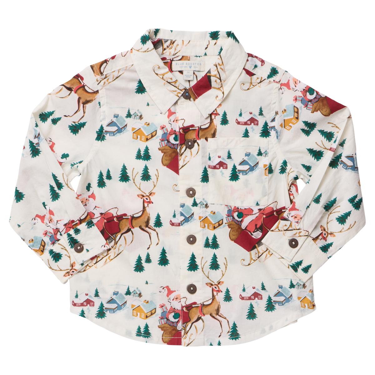 Pink Chicken Boys Jack Shirt - Santa Sleigh