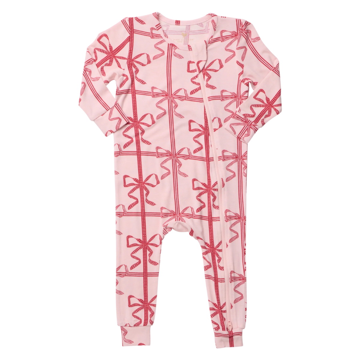 Pink Chicken Baby Bamboo Romper - Pink Present Bow
