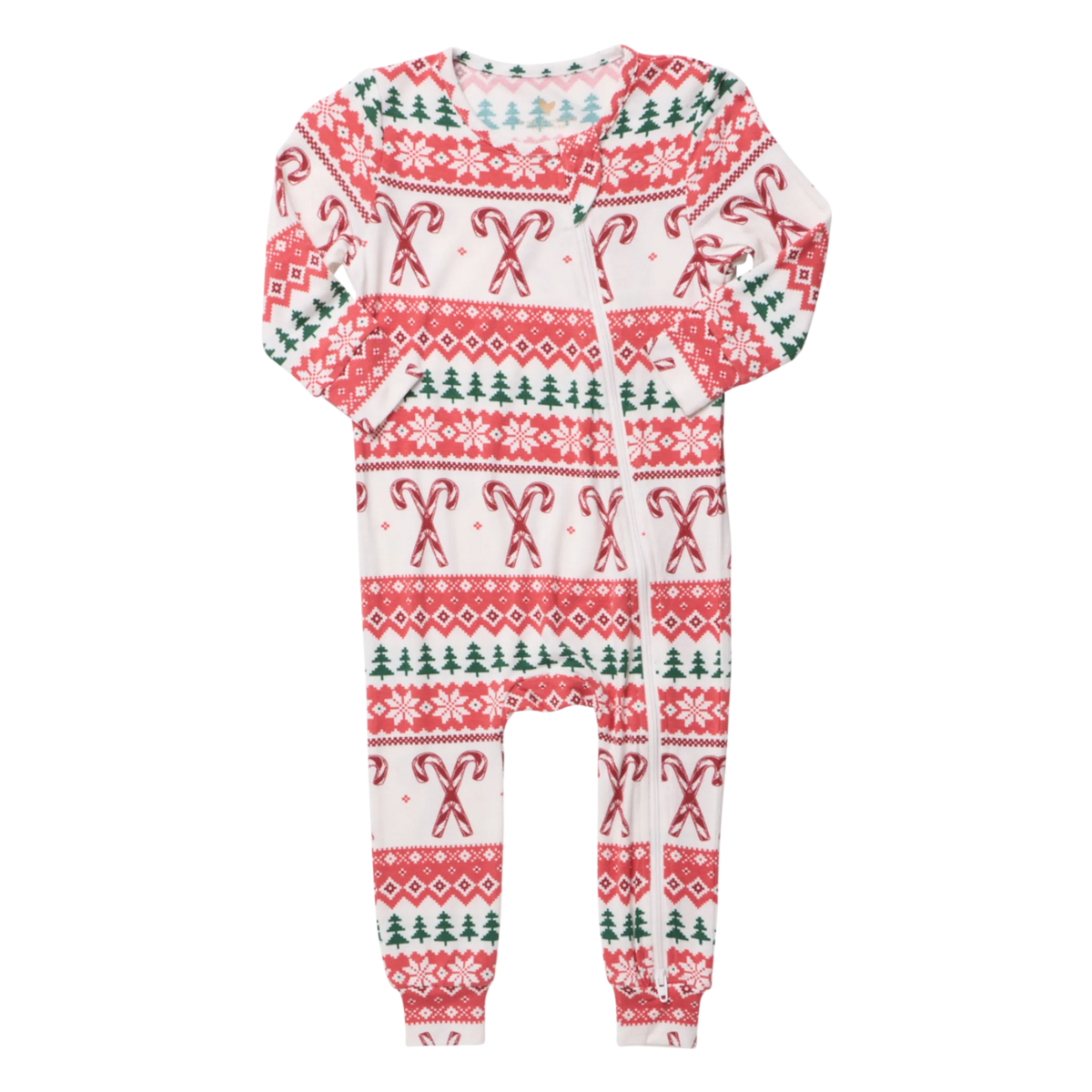 Pink Chicken Baby Bamboo Romper - Candy Cane Fair Isle