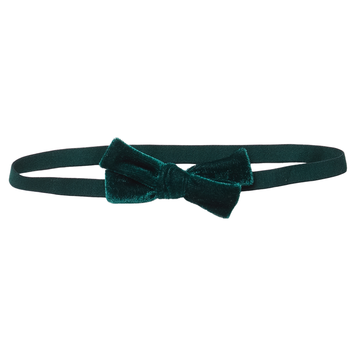 Pink Chicken Baby Bow Headband - Hunter Green Velour