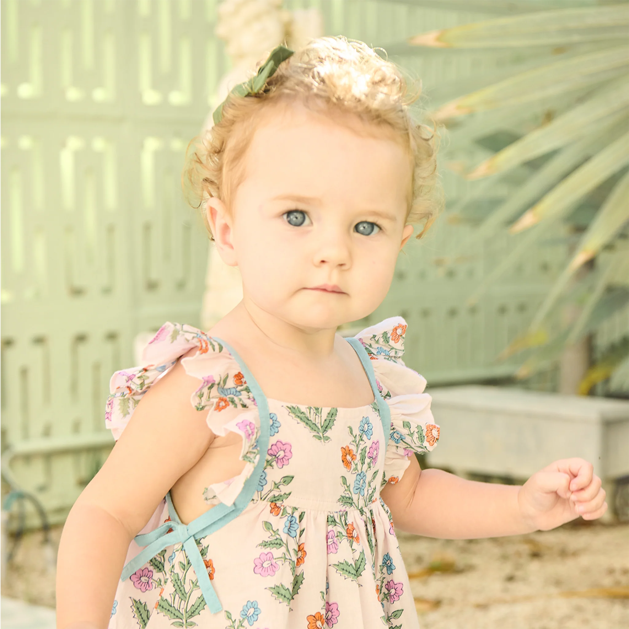 Pink Chicken Baby Girls Ailee Dress Set - Pink Dewdrop Block Print